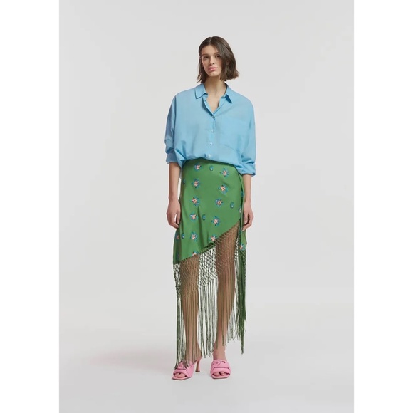 Revolve ESSENTIAL ANTWERP Fioretto Draping Fringe Skirt Embroidered 38 / US 8 - Picture 1 of 16